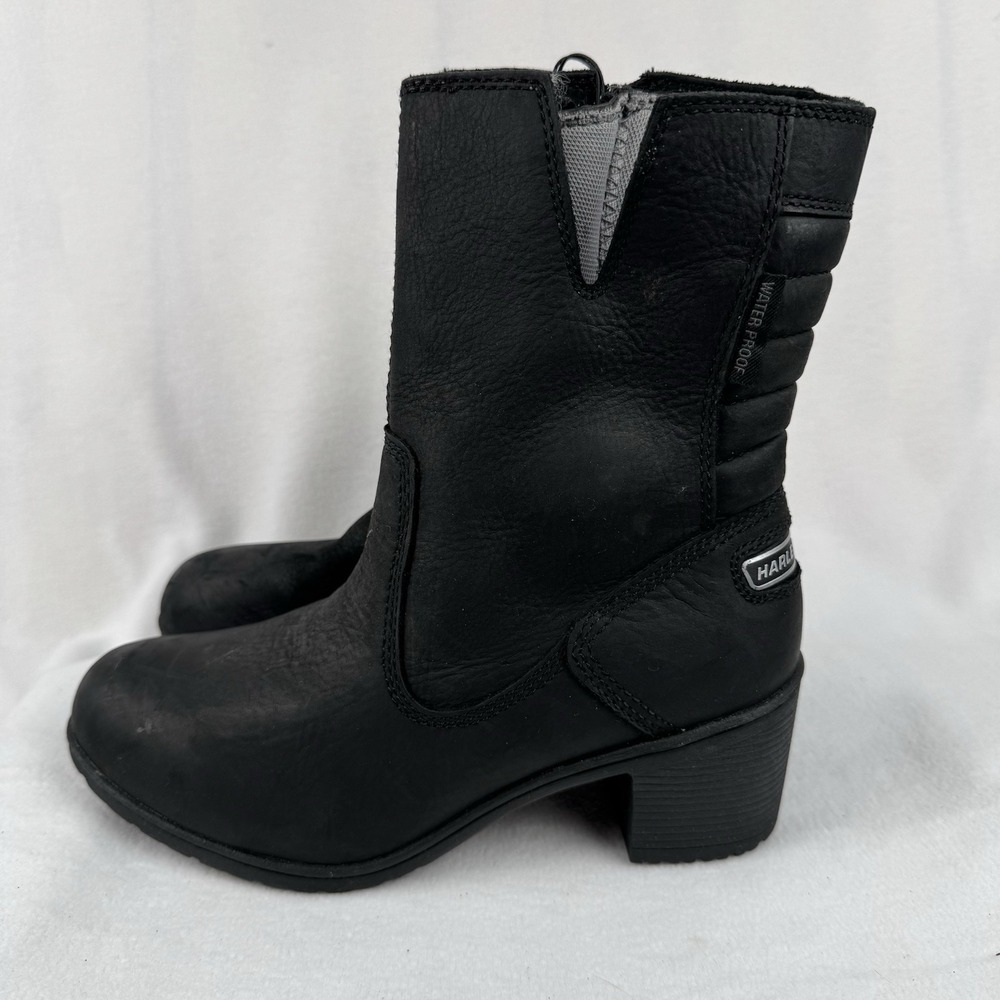 Women's Harley-Davidson Waterproof Black Boots Heels Size 8.5 M Stock #D87203 - Picture 3 of 9